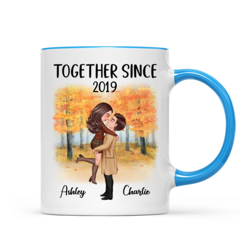 Fall Season Doll Couple Kissing Hugging Personalized Mug - Image 8