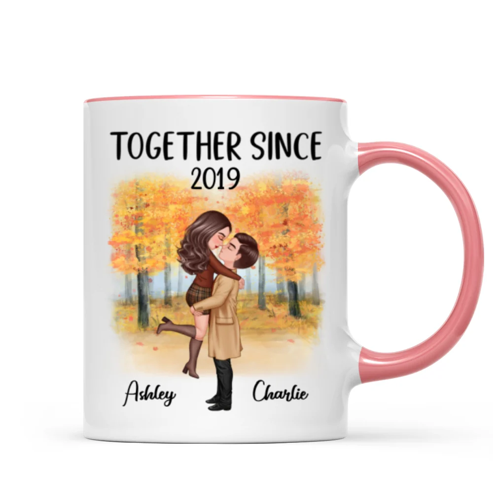 Fall Season Doll Couple Kissing Hugging Personalized Mug - Image 9