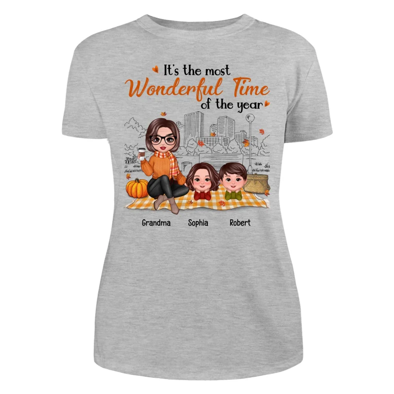 Fall Season Doll Grandma & Grandkids Picnic Personalized Shirt - Image 10