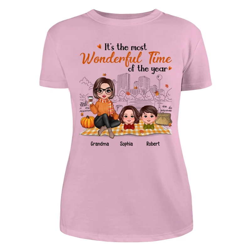 Fall Season Doll Grandma & Grandkids Picnic Personalized Shirt - Image 11