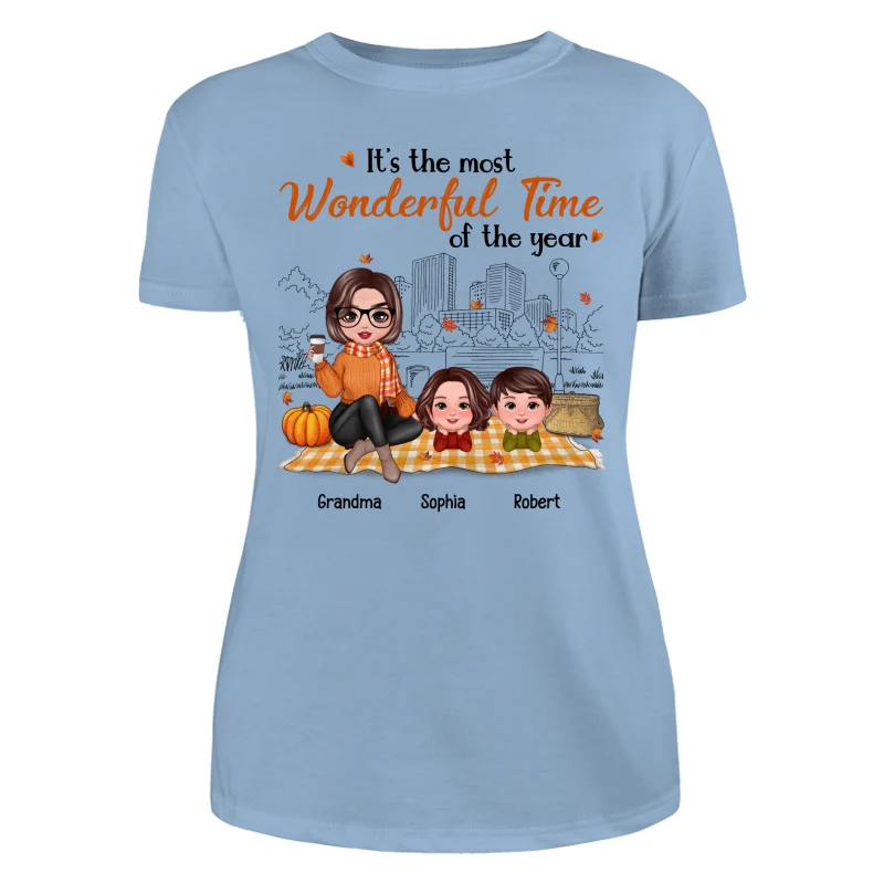 Fall Season Doll Grandma & Grandkids Picnic Personalized Shirt - Image 12