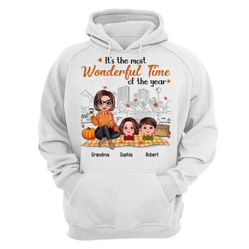 Fall Season Doll Grandma & Grandkids Picnic Personalized Shirt - Image 13