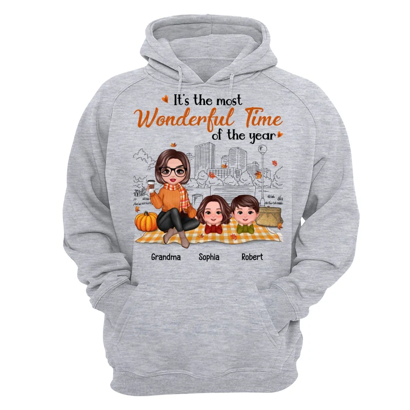 Fall Season Doll Grandma & Grandkids Picnic Personalized Shirt - Image 14