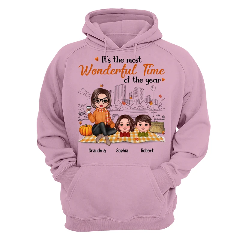Fall Season Doll Grandma & Grandkids Picnic Personalized Shirt - Image 15