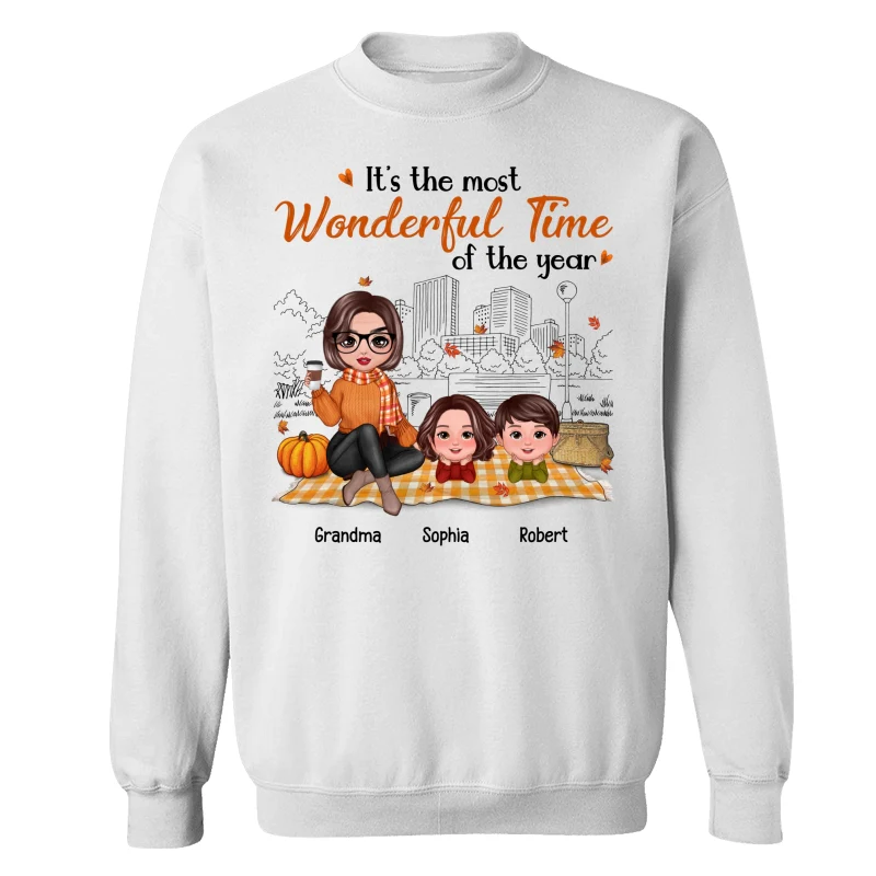 Fall Season Doll Grandma & Grandkids Picnic Personalized Shirt - Image 17