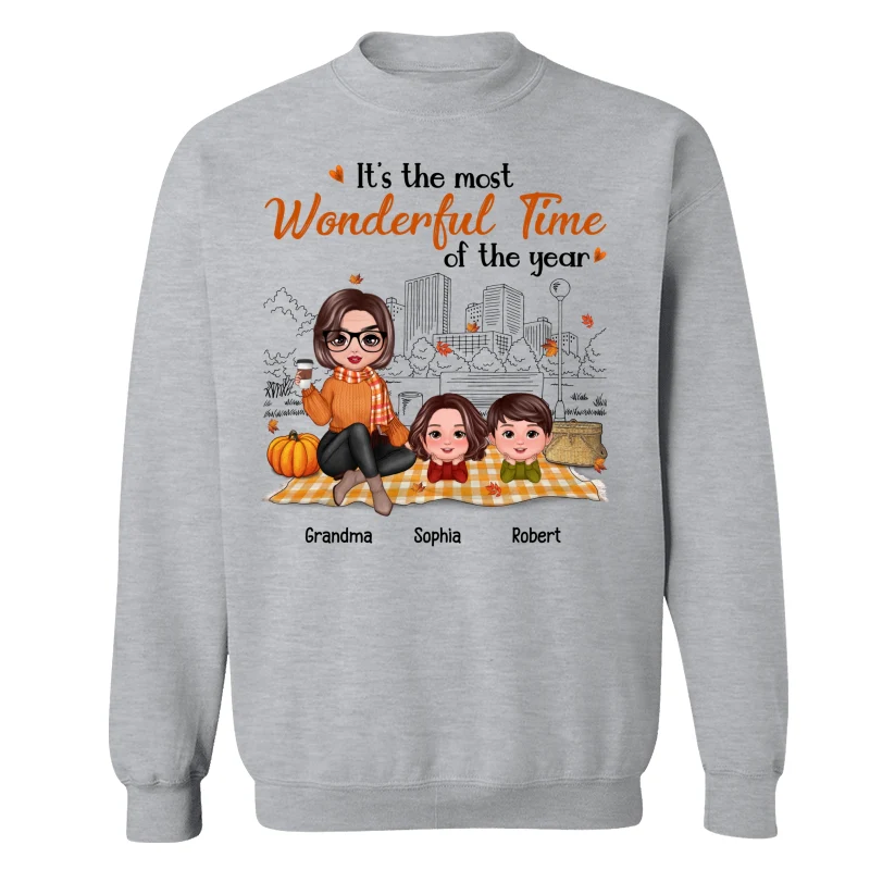 Fall Season Doll Grandma & Grandkids Picnic Personalized Shirt - Image 18