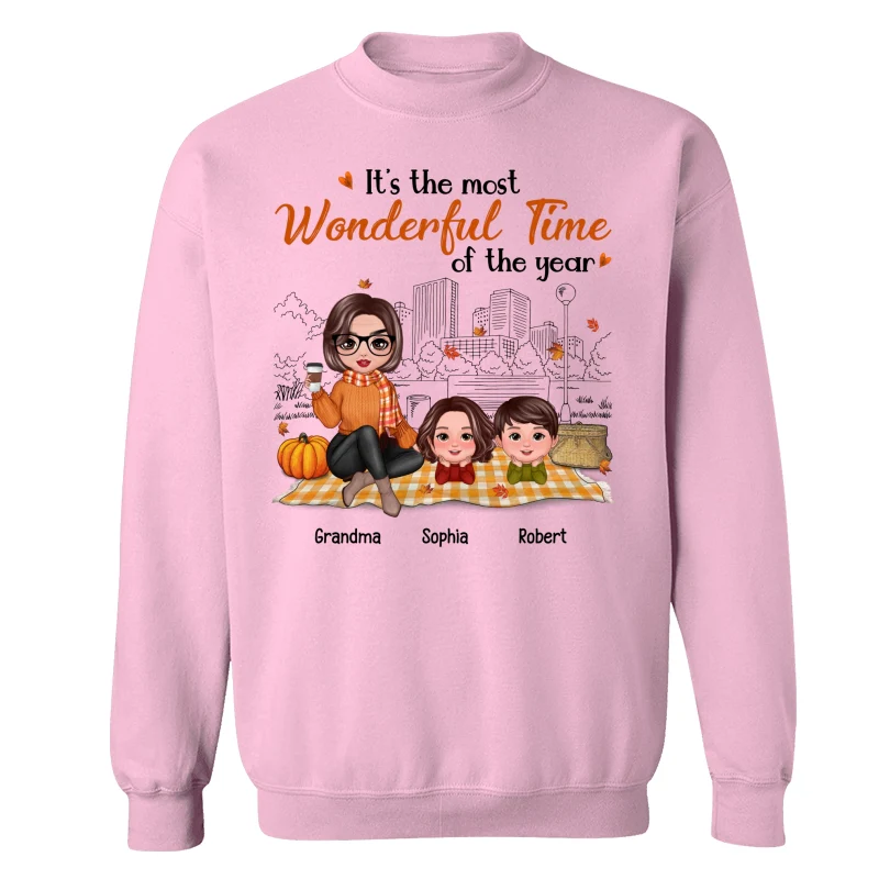 Fall Season Doll Grandma & Grandkids Picnic Personalized Shirt - Image 19