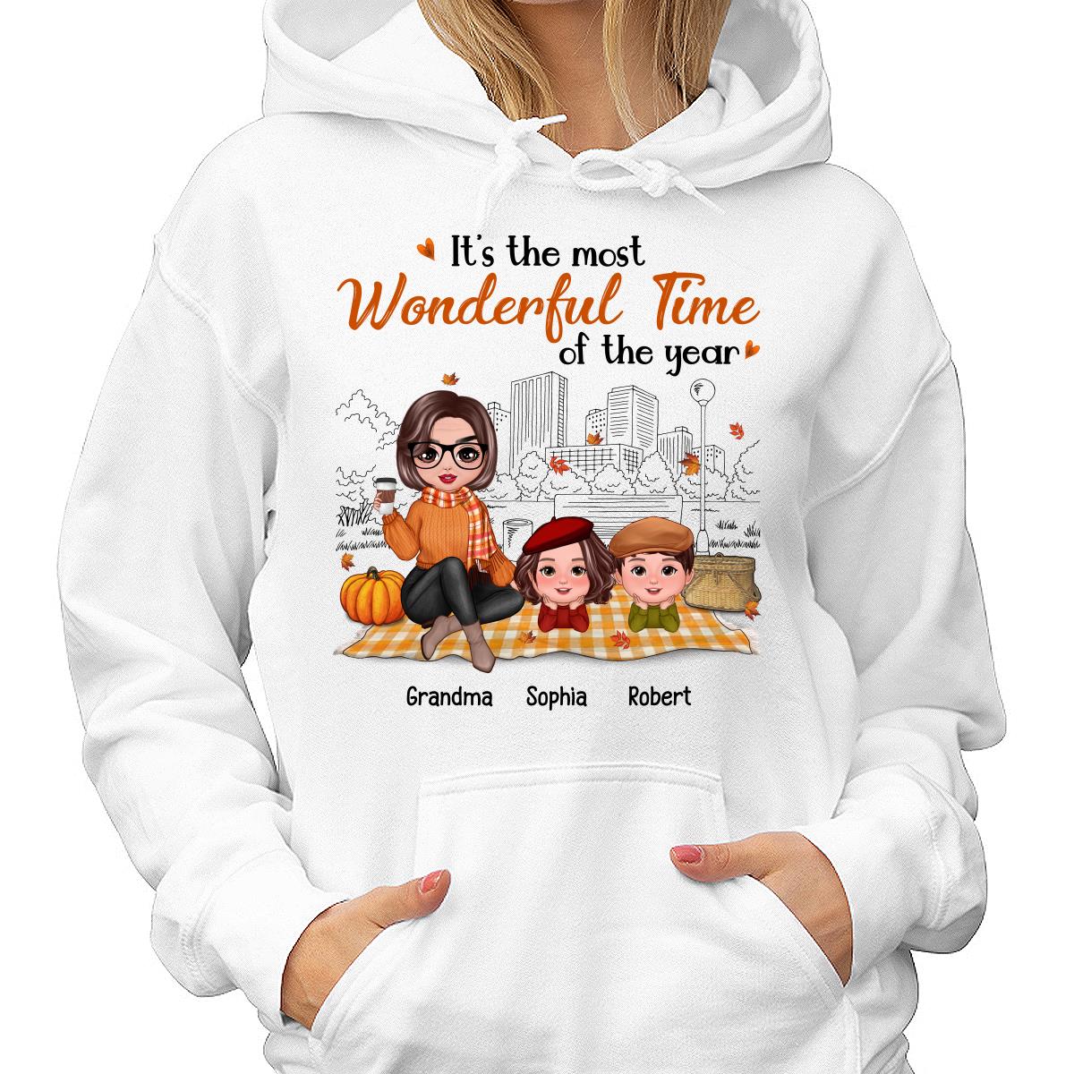 Fall Season Doll Grandma & Grandkids Picnic Personalized Shirt - Image 4