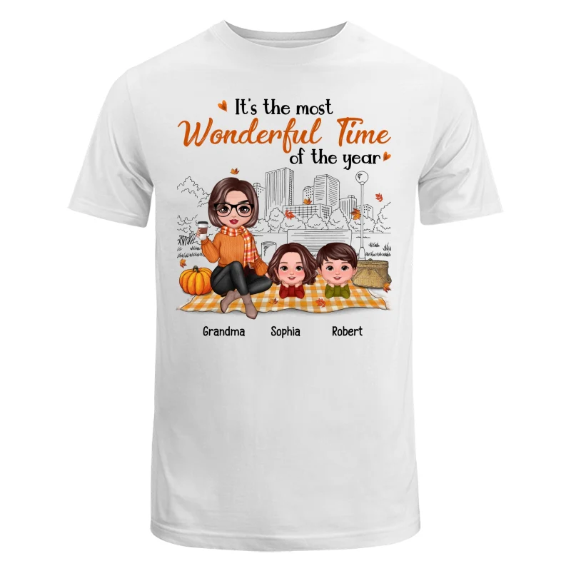 Fall Season Doll Grandma & Grandkids Picnic Personalized Shirt - Image 5