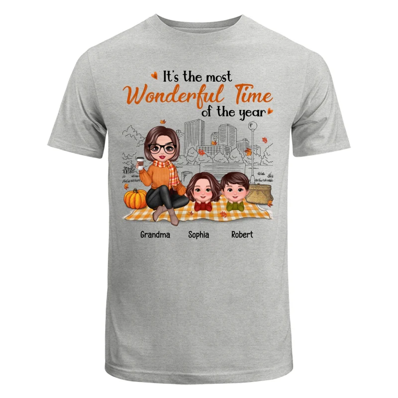 Fall Season Doll Grandma & Grandkids Picnic Personalized Shirt - Image 6