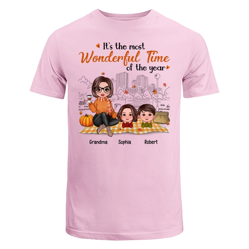 Fall Season Doll Grandma & Grandkids Picnic Personalized Shirt - Image 7