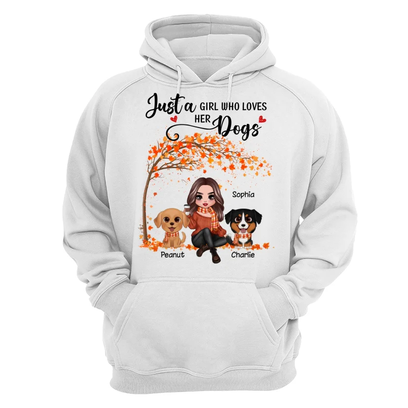 Fall Season Doll Woman Sitting With Watercolor Cute Dogs Personalized Shirt - Image 13