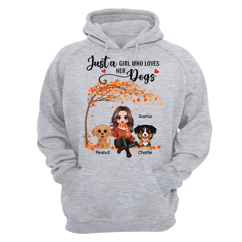 Fall Season Doll Woman Sitting With Watercolor Cute Dogs Personalized Shirt - Image 14