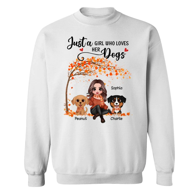 Fall Season Doll Woman Sitting With Watercolor Cute Dogs Personalized Shirt - Image 17
