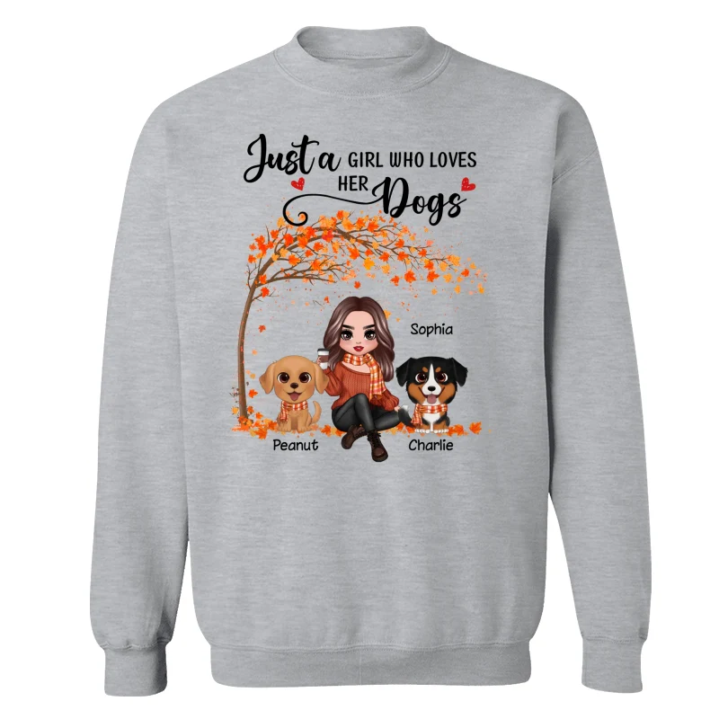 Fall Season Doll Woman Sitting With Watercolor Cute Dogs Personalized Shirt - Image 18