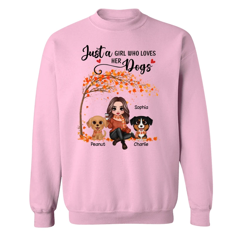 Fall Season Doll Woman Sitting With Watercolor Cute Dogs Personalized Shirt - Image 19