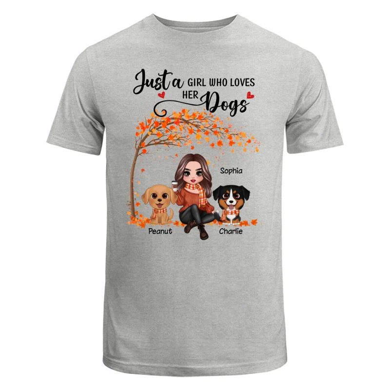 Fall Season Doll Woman Sitting With Watercolor Cute Dogs Personalized Shirt - Image 6