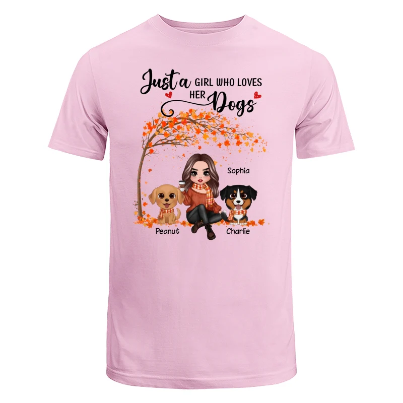 Fall Season Doll Woman Sitting With Watercolor Cute Dogs Personalized Shirt - Image 7