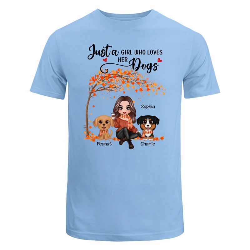 Fall Season Doll Woman Sitting With Watercolor Cute Dogs Personalized Shirt - Image 8