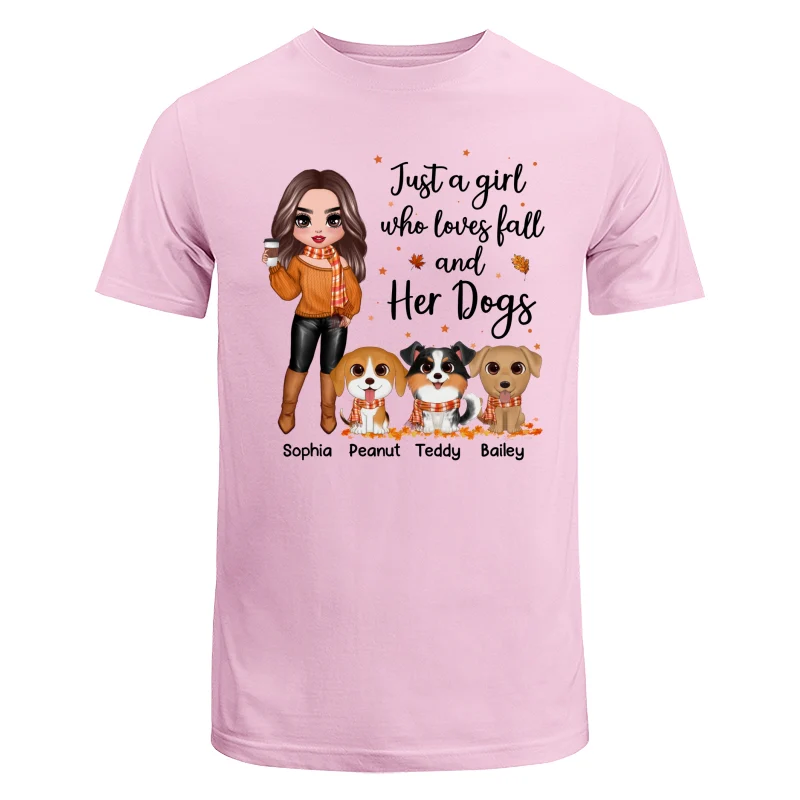 Fall Season Doll Woman Standing With Watercolor Cute Dogs Personalized Shirt - Image 7
