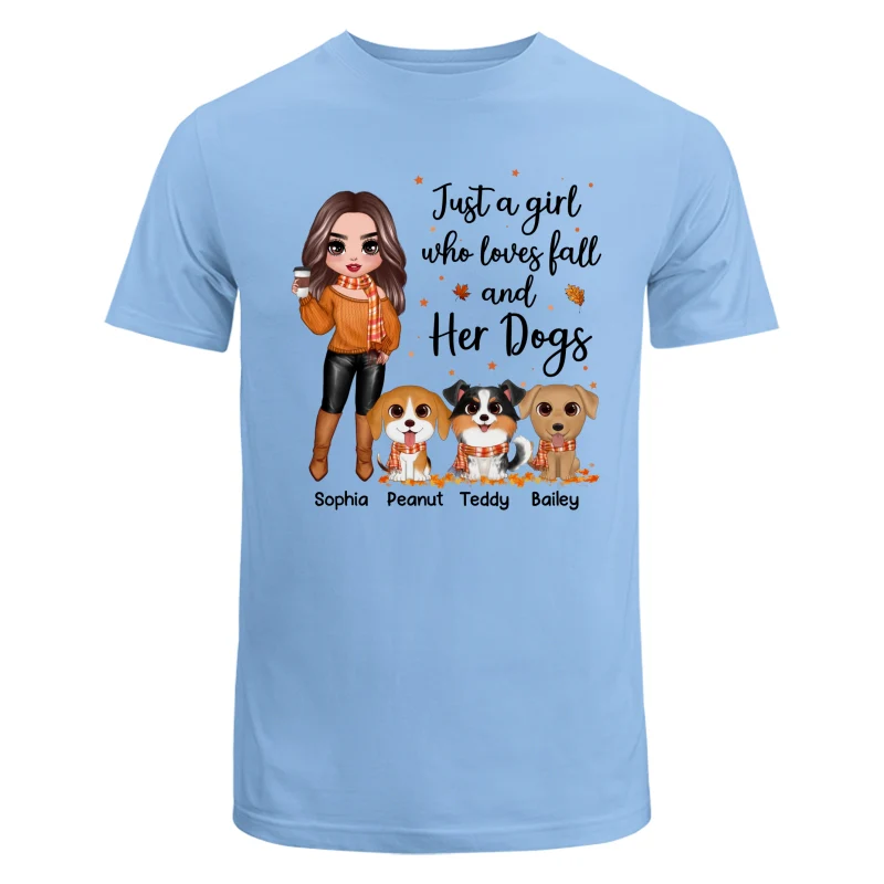 Fall Season Doll Woman Standing With Watercolor Cute Dogs Personalized Shirt - Image 8