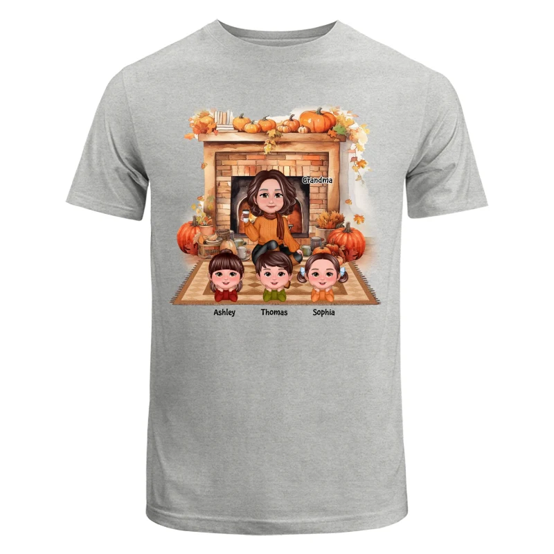 Fall Season Fireplace Grandma Mom Kids Personalized Shirt - Image 6