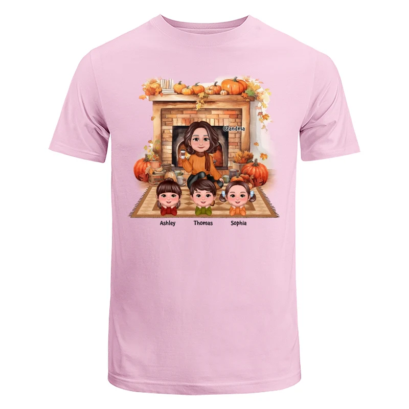 Fall Season Fireplace Grandma Mom Kids Personalized Shirt - Image 7