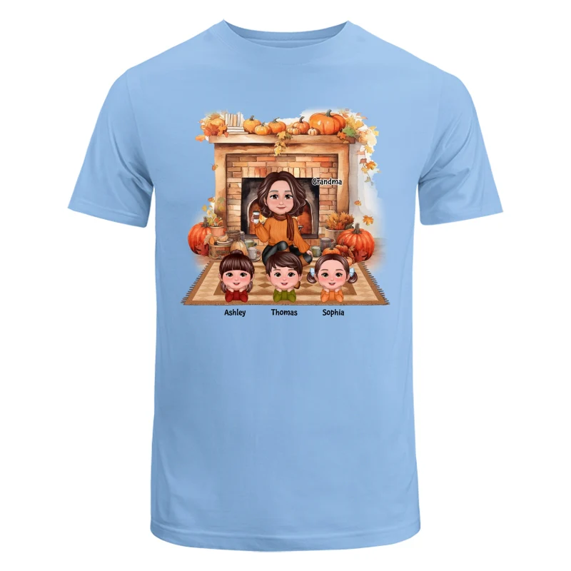 Fall Season Fireplace Grandma Mom Kids Personalized Shirt - Image 8