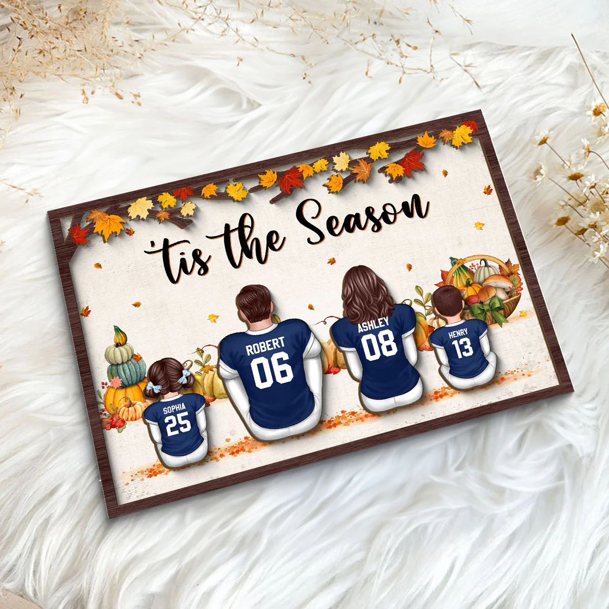 Fall Season Football Family Sitting Personalized 2-Layer Wooden Plaque, Gift For Husband, Wife, Dad, Mom - Image 5