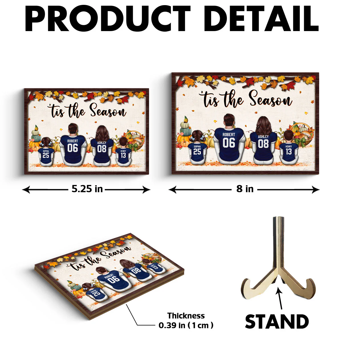 Fall Season Football Family Sitting Personalized 2-Layer Wooden Plaque, Gift For Husband, Wife, Dad, Mom - Image 6