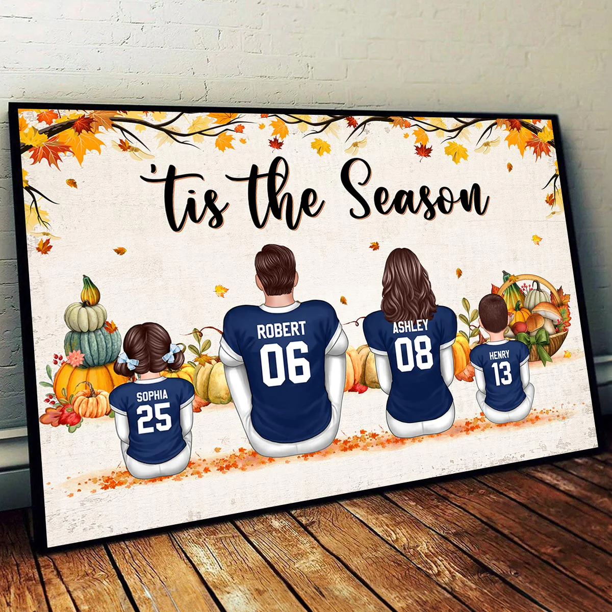 Fall Season Football Family Sitting - Personalized Poster - Gift For Husband Dad Grandpa