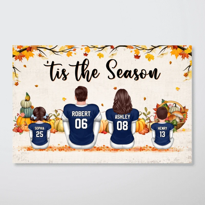 Fall Season Football Family Sitting - Personalized Poster - Gift For Husband Dad Grandpa - Image 11