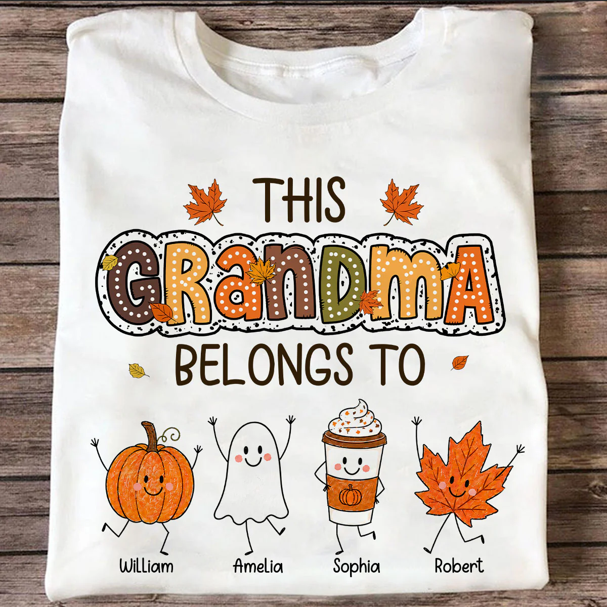Fall Season Funny Kids This Grandma Belongs To - Personalized Shirt - Gift For Grandmas, Moms