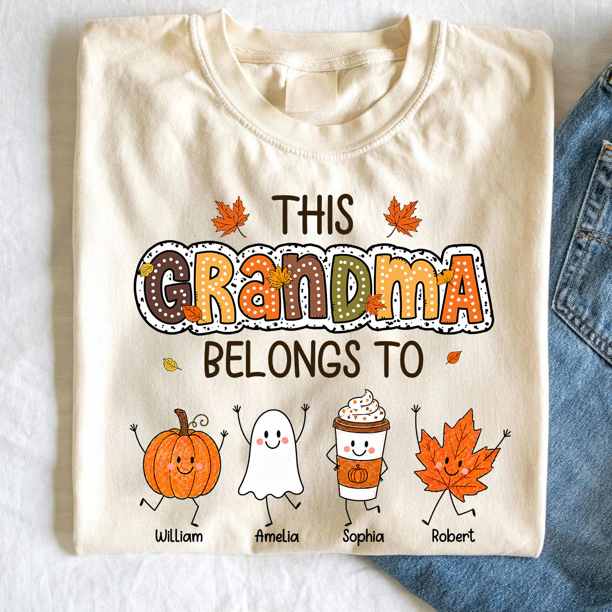 Fall Season Funny Kids This Grandma Belongs To - Personalized Shirt - Gift For Grandmas, Moms - Image 10