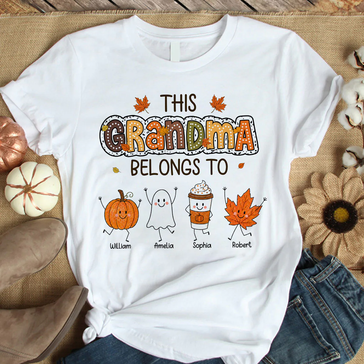 Fall Season Funny Kids This Grandma Belongs To - Personalized Shirt - Gift For Grandmas, Moms - Image 11