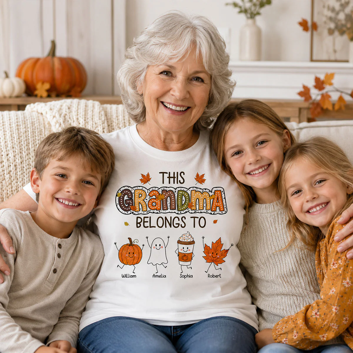 Fall Season Funny Kids This Grandma Belongs To - Personalized Shirt - Gift For Grandmas, Moms - Image 12