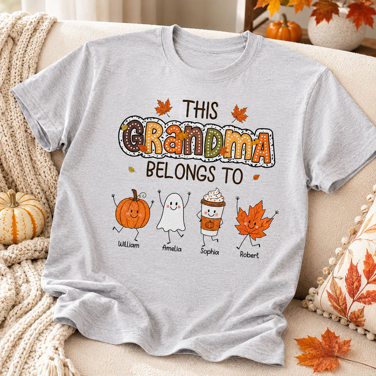 Fall Season Funny Kids This Grandma Belongs To - Personalized Shirt - Gift For Grandmas, Moms - Image 13
