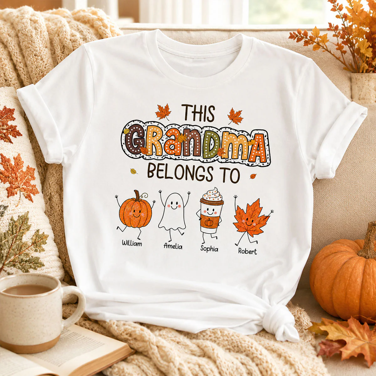 Fall Season Funny Kids This Grandma Belongs To - Personalized Shirt - Gift For Grandmas, Moms - Image 14