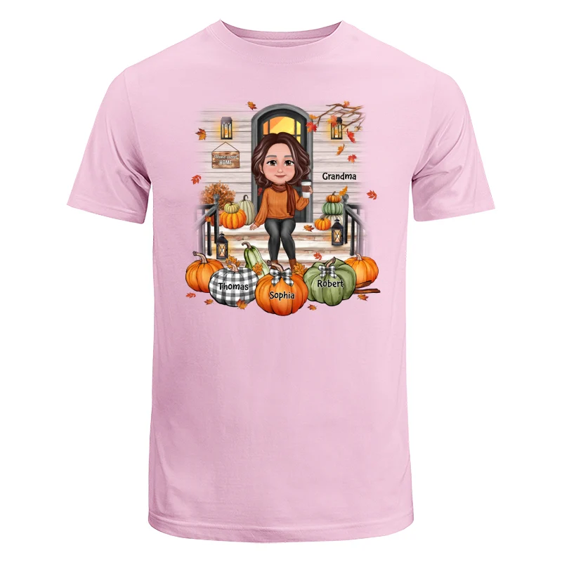 Fall Season Grandma Mom Front Porch Pumpkins Personalized Shirt - Image 7