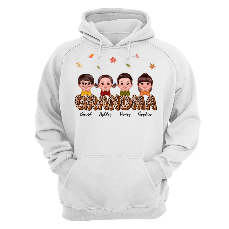 Fall Season Grandma Mom Kids On Text Leopard Personalized Shirt - Image 13