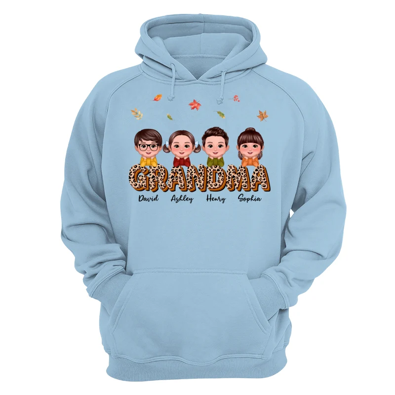 Fall Season Grandma Mom Kids On Text Leopard Personalized Shirt - Image 16