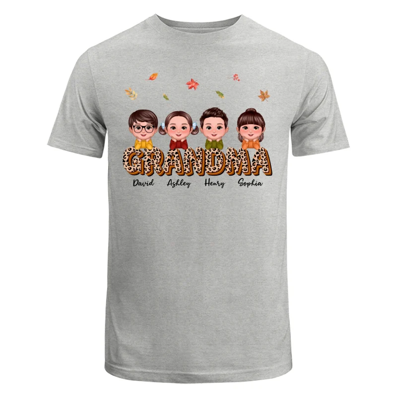 Fall Season Grandma Mom Kids On Text Leopard Personalized Shirt - Image 6