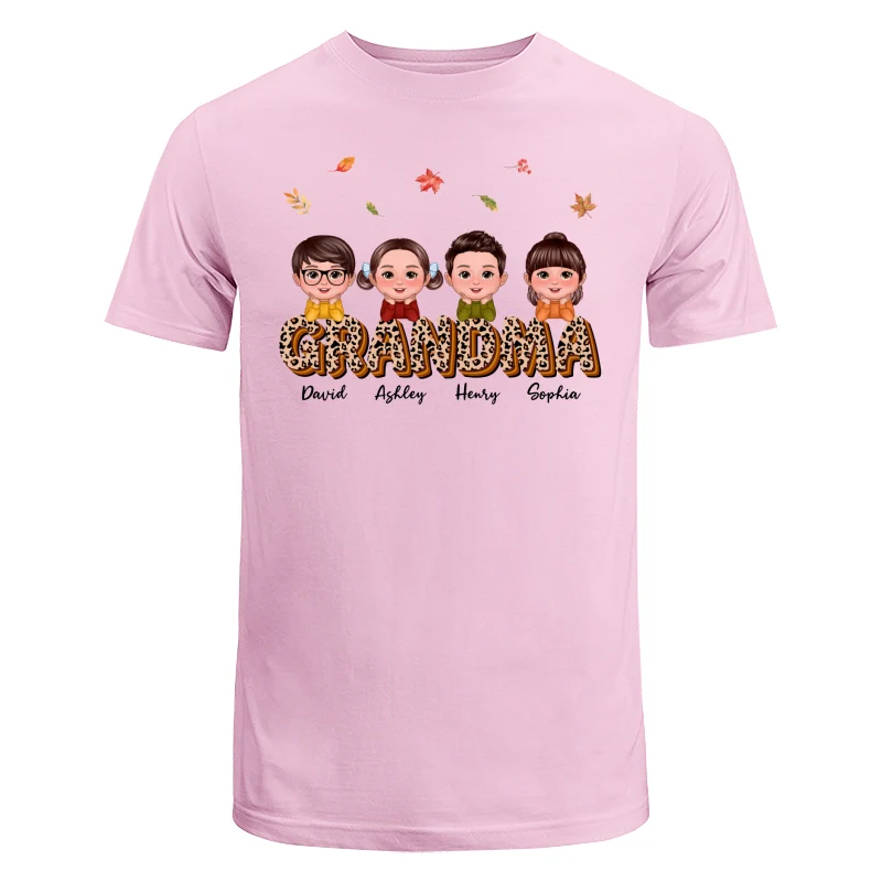 Fall Season Grandma Mom Kids On Text Leopard Personalized Shirt - Image 7