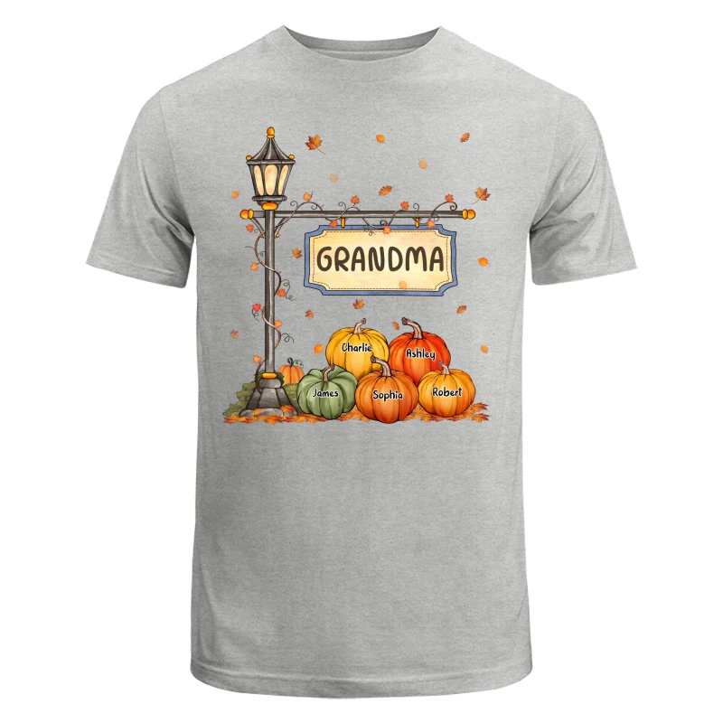 Fall Season Grandma Mom Lamp Post Pumpkins Personalized Shirt - Image 6
