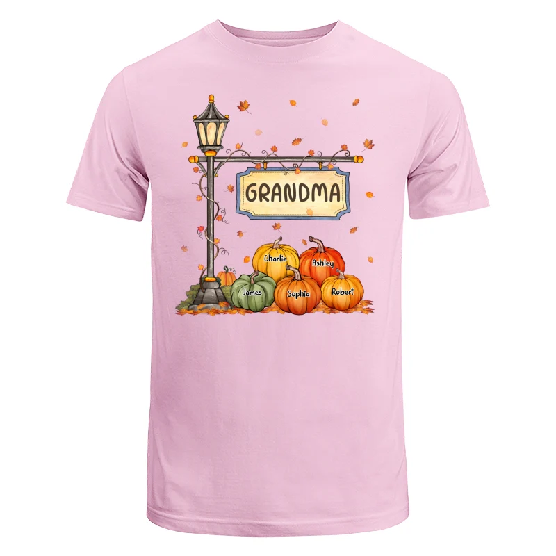 Fall Season Grandma Mom Lamp Post Pumpkins Personalized Shirt - Image 7