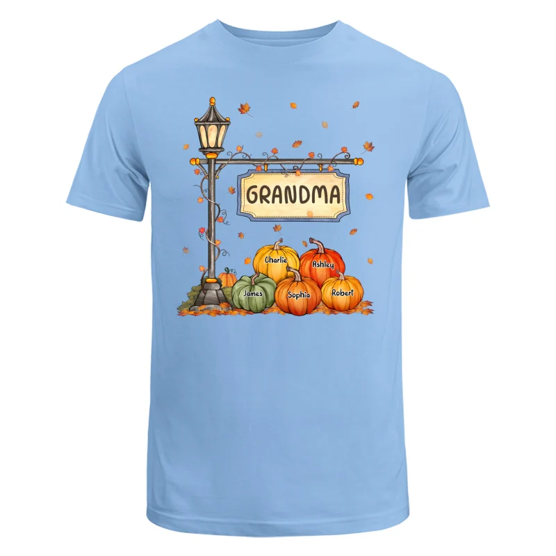 Fall Season Grandma Mom Lamp Post Pumpkins Personalized Shirt - Image 8
