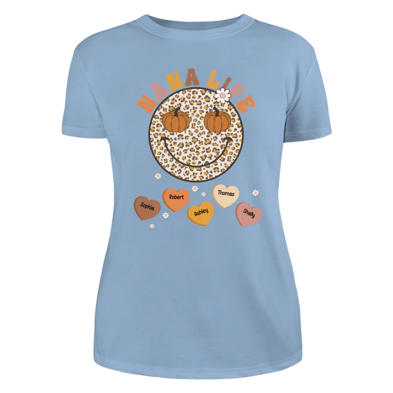 Fall Season Grandma Mom Smiley Face Personalized Shirt - Image 12