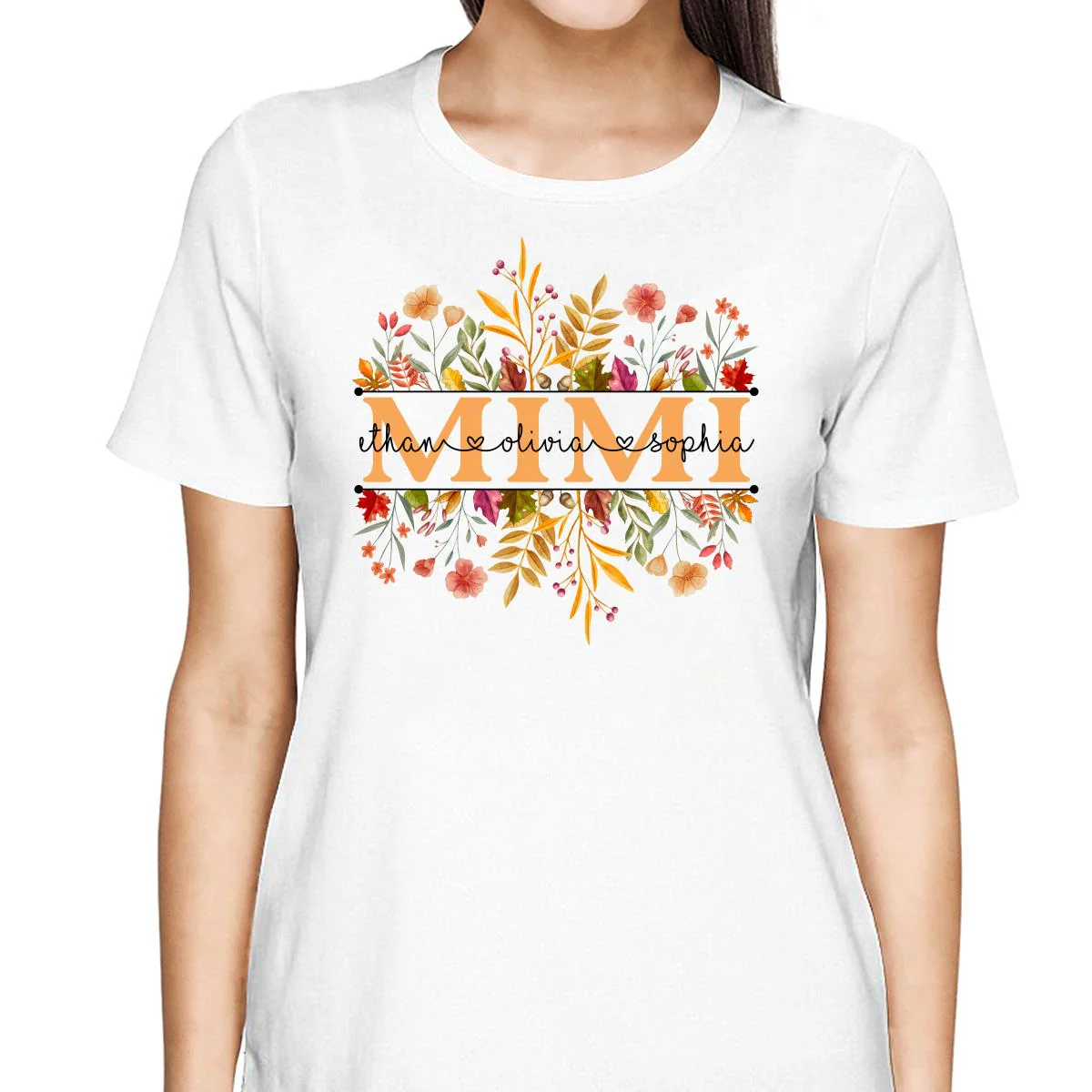 Fall Season Grandma With Grandkids Names Personalized Shirt - Image 2