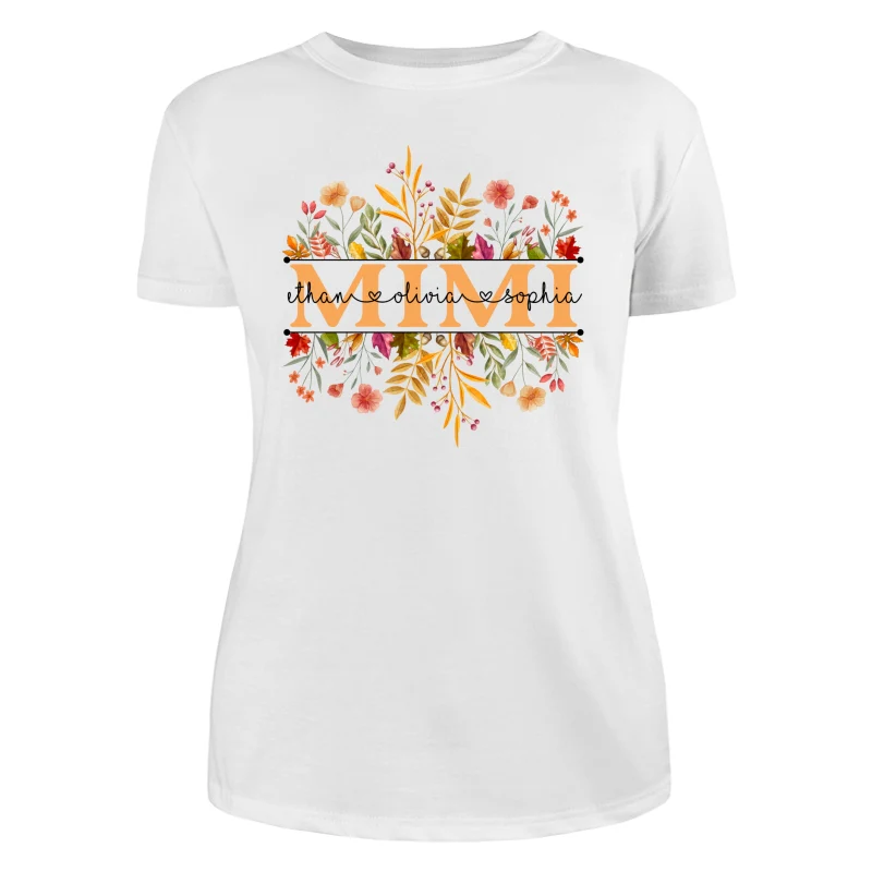 Fall Season Grandma With Grandkids Names Personalized Shirt - Image 9