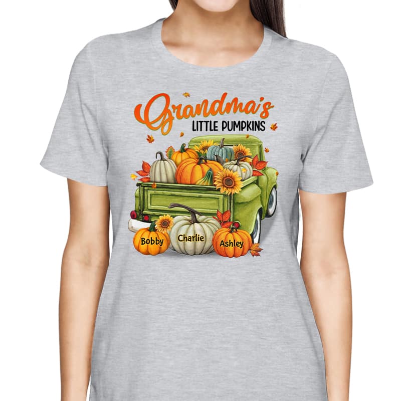 Grandma's Little Pumpkins Personalized Shirt - Fall Season Gift For Grandma - Image 2